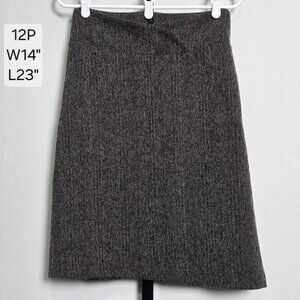Ilusion Petite Skirt Women's 12P Gray Black Herringbone Tweed Straight Vintage